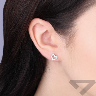 Kolczyki srebrne serca z cyrkoniami, próba 925