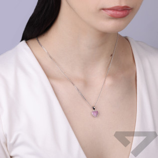 Serduszko srebrne z różowymi cyrkoniami, srebro 925