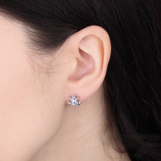 Kolczyki srebrne żaba z kolorowymi cyrkoniami