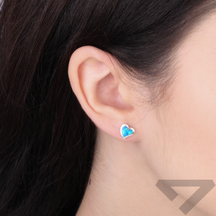 Kolczyki srebrne 925 z opalem jubilerskim niebieskim