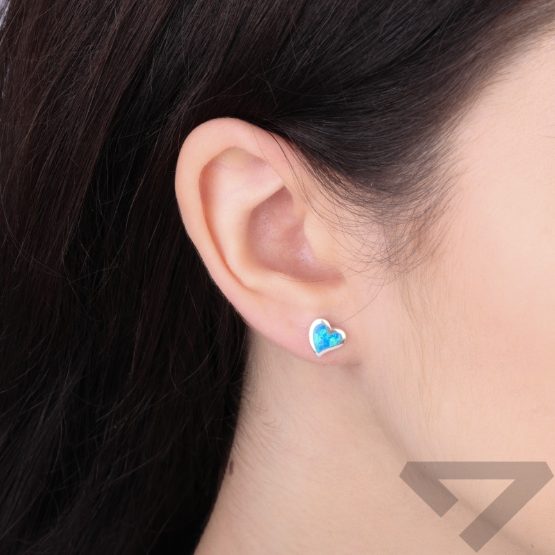 Kolczyki srebrne 925 z opalem jubilerskim niebieskim