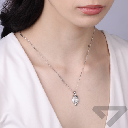 Wisiorek sowa z cyrkoniami, srebro 925