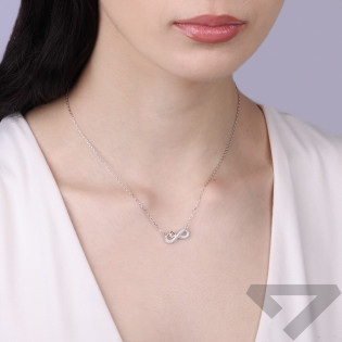 Naszyjnik infinity z cyrkoniami i sercem, srebro 925