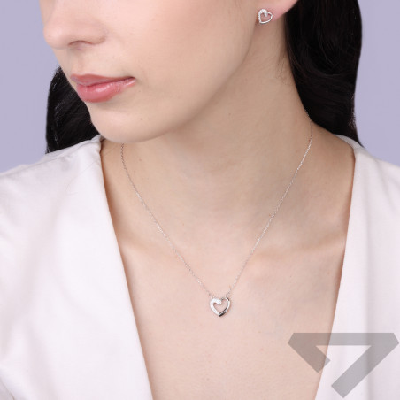 Komplet biżuterii naszyjnik i kolczyki z sercem, srebro 925
