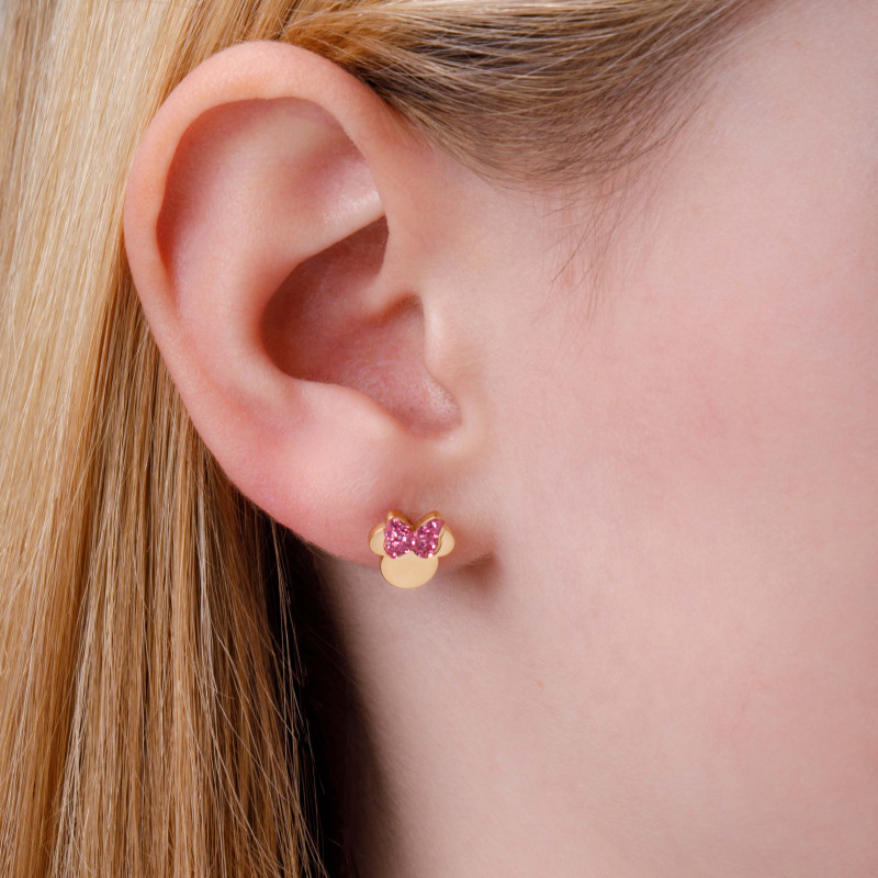 Kolczyki stalowe Disney Minnie 2 pary z różową cyrkonią