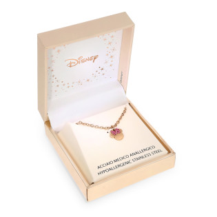 Naszyjnik stalowy Disney Minnie z różowymi cyrkoniami