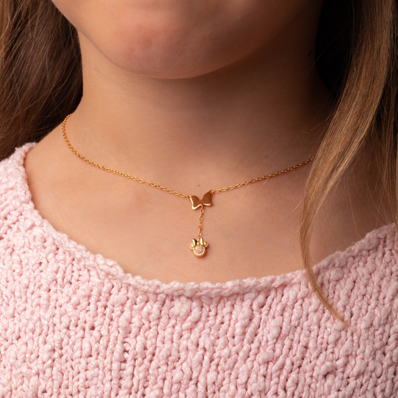 Naszyjnik srebrny Disney Minnie z cyrkoniami w kolorze Aurora Borealis