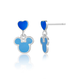 Kolczyki srebrne Disney z myszką Mickey emalia niebieska