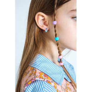 Kolczyki srebrne Disney z myszką Mickey emalia niebieska