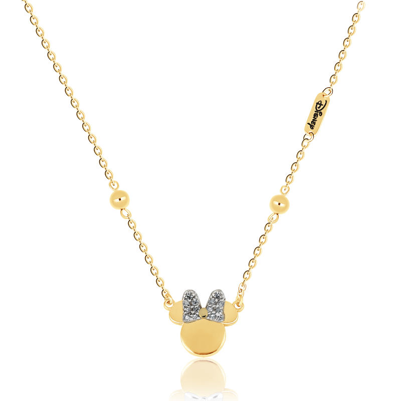 Naszyjnik złoty 18 kt Disney z myszką Minnie i diamentami 0,06 ct