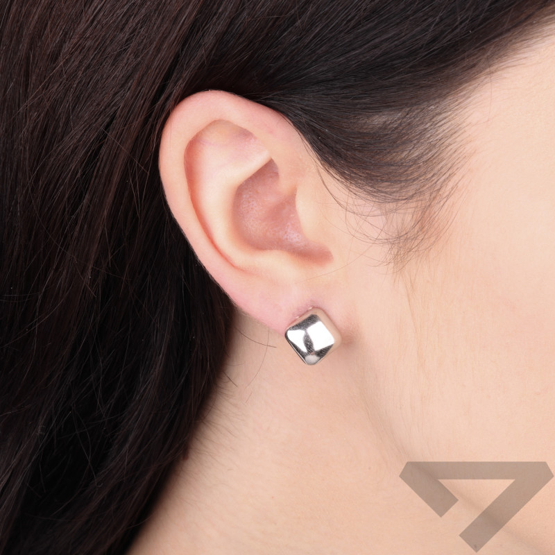 Kolczyki srebrne kwadrat obły Viral, próba 925