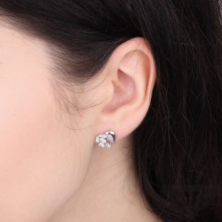 Kolczyki serca pół blask pół cyrkonie, srebro 925