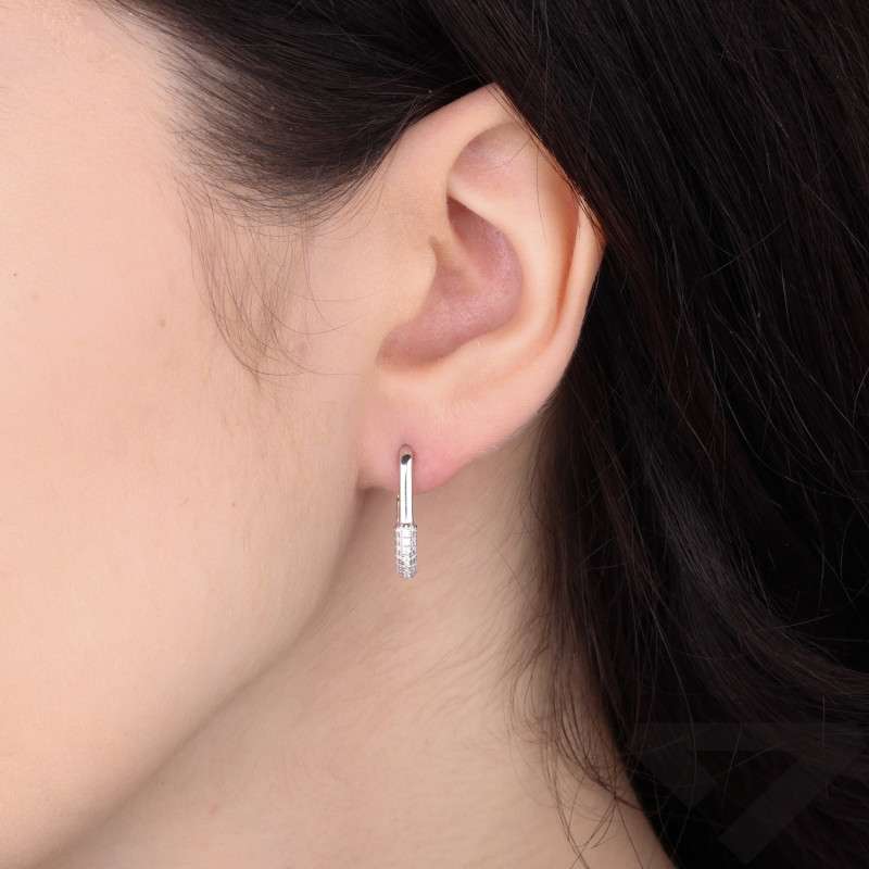 Kolczyki owale z cyrkoniami, srebro 925