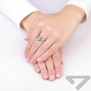 Pierścionek srebrny listki blask, próba 925