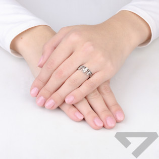 Pierścionek klucz wiolinowy i nuty na pięciolinii, srebro 925