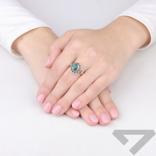 Pierścionek srebrny 925 z malachitem