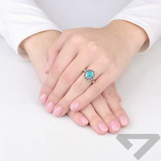 Pierścionek srebrny 925 z naturalnym turkusem