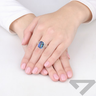 Pierścionek srebrny 925 z cyrkonią fioletową mix