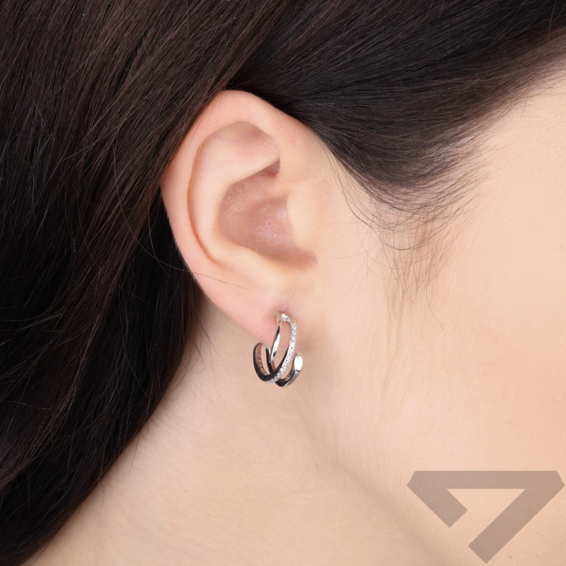 Kolczyki pazurki srebrne z cyrkoniami, próba 925