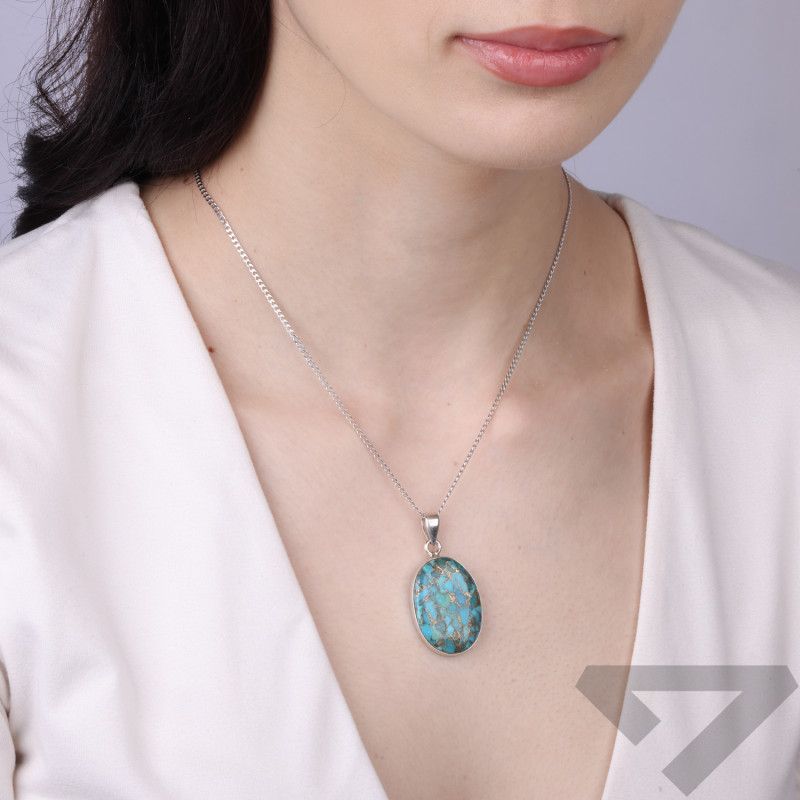 Wisiorek z turkusem miedzianym srebro 925