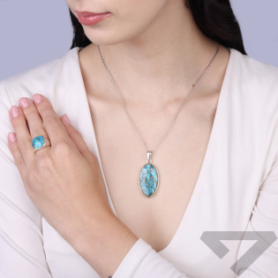 Wisiorek srebrny 925 z turkusem miedzianym