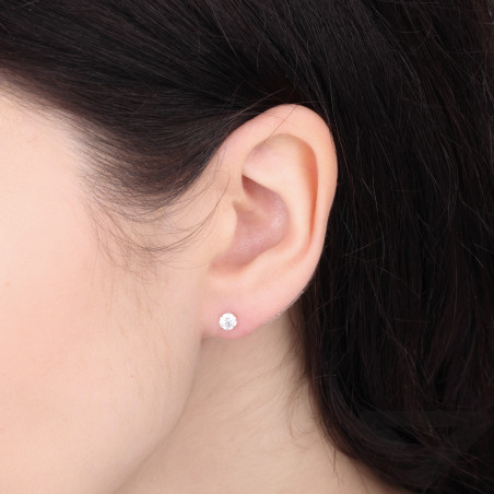 Kolczyki typu diorki z cyrkonią 4 mm, srebro 925