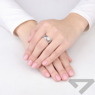 Pierścionek blaszka w formie ażurowej siatki, srebro 925