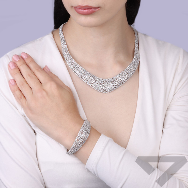 Komplet biżuterii kolia i bransoletka Kleopatra srebro 925