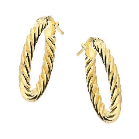 Kolczyki VIRAL koła skręcane 15 mm srebro 925 koloru złotego