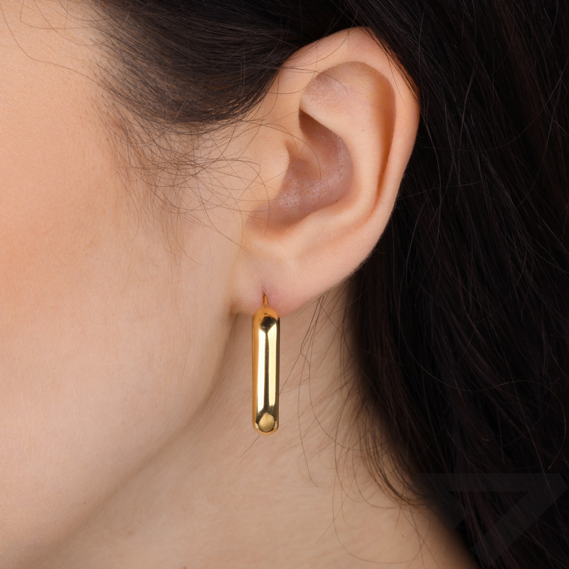 Kolczyki koła prostokątna rurka ze srebra 925 koloru złotego