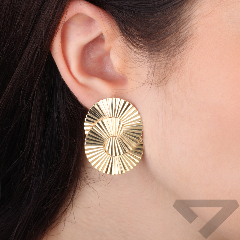 Kolczyki koła-plisy zaplecione srebro 925 koloru złotego