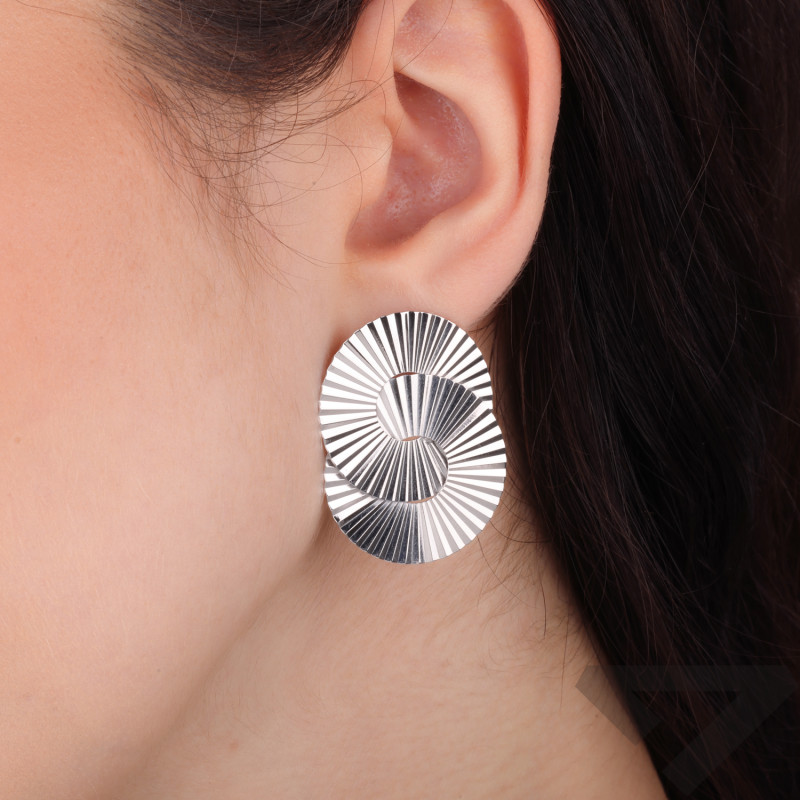 Kolczyki koła-plisy zaplecione srebro 925