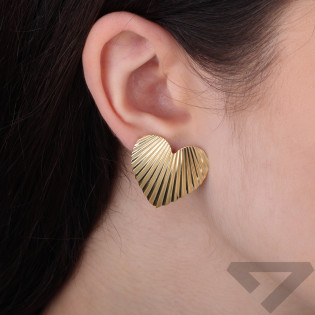 Kolczyki serce plisy kolor złoty próba 925