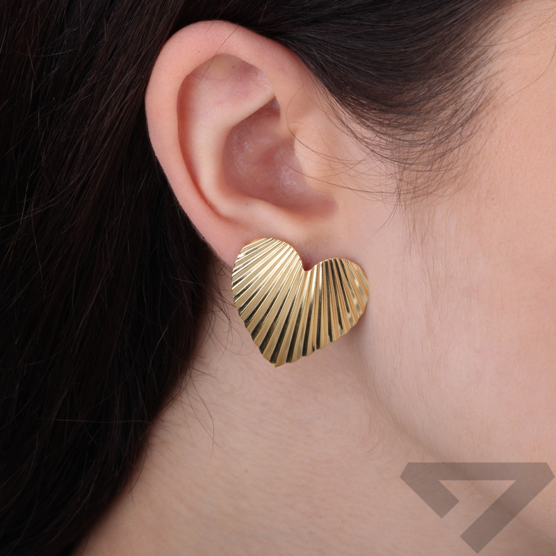 Kolczyki serce plisy kolor złoty próba 925