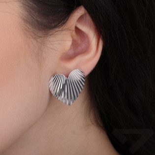 Kolczyki serce plisy srebro 925