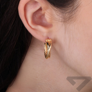 Kolczyki koła otwarte podwójne gładkie i plecione srebro 925 koloru złotego