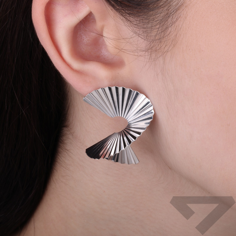 Kolczyki spirala szeroka plisy srebro 925