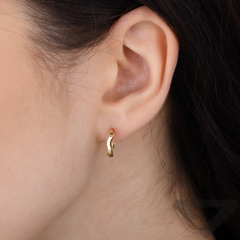 Kolczyki kwadrat falowany otwarty srebro 925 koloru złotego