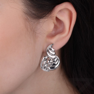 Kolczyki srebrne z potrójna falą próba 925