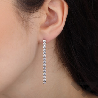 Kolczyki srebrne wiszące z cyrkoniami tennis próba 925