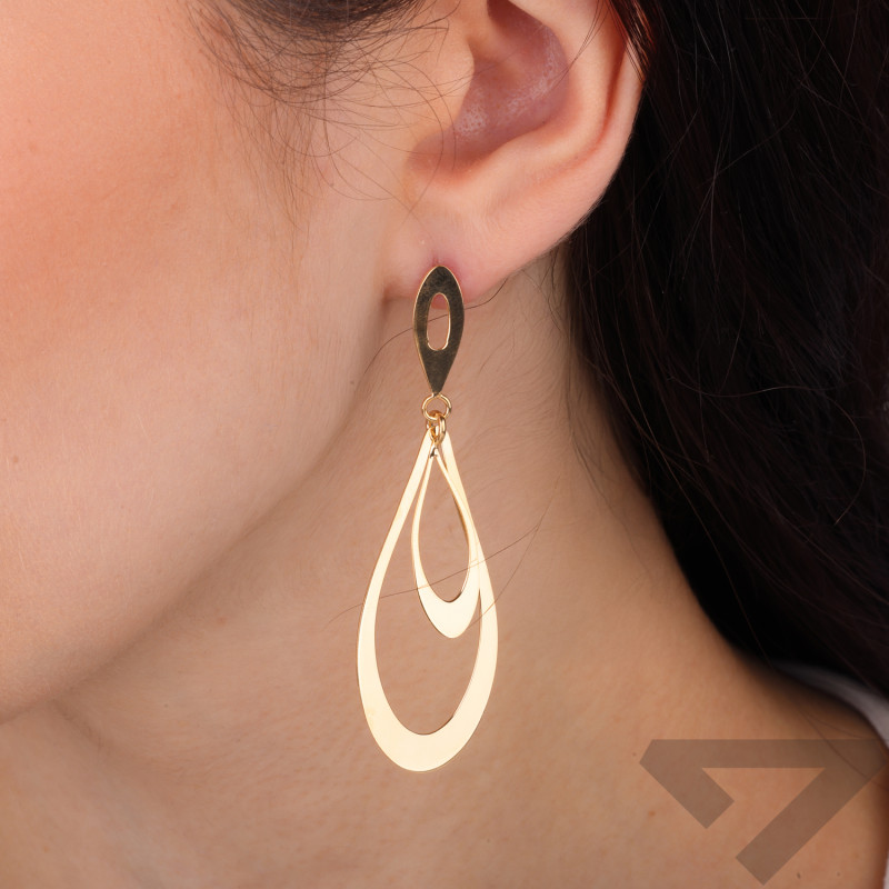 Kolczyki wiszące krople ramki ruchome ze srebra 925 koloru złotego