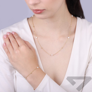 Naszyjnik NK perła b owal x7kulki bl/anke M3 M3-686 GOLD Ag 925