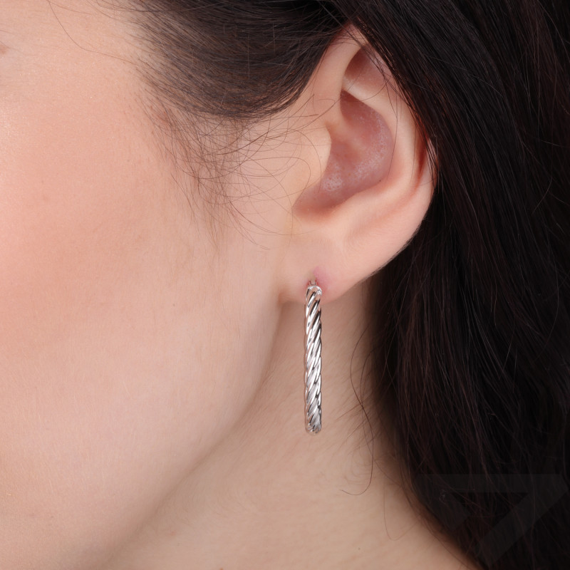 Kolczyki koła owal 25 mm sznur ze srebra 925