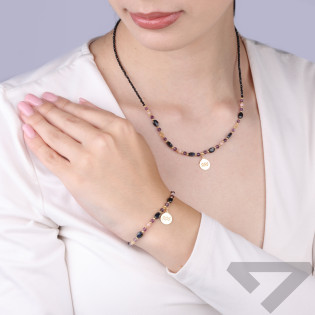 Bransoletka znak zodiaku Wodnik z kamieniami naturalnymi srebro koloru złotego