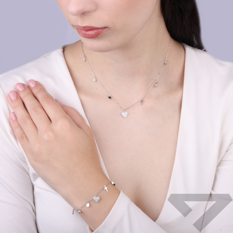 Bransoleta gwizdacyrkołosercekrzyżykkr NI GIZ00056-BRZ00020 ROD Ag 925