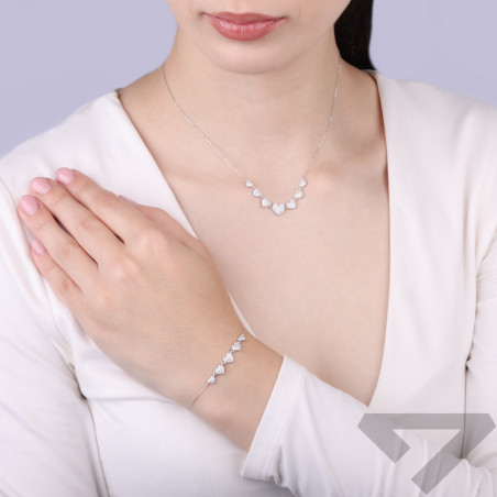 Naszyjnik serca cyrkonie x7/anker NI GIZ00367-BRZ00154 ROD Ag 925