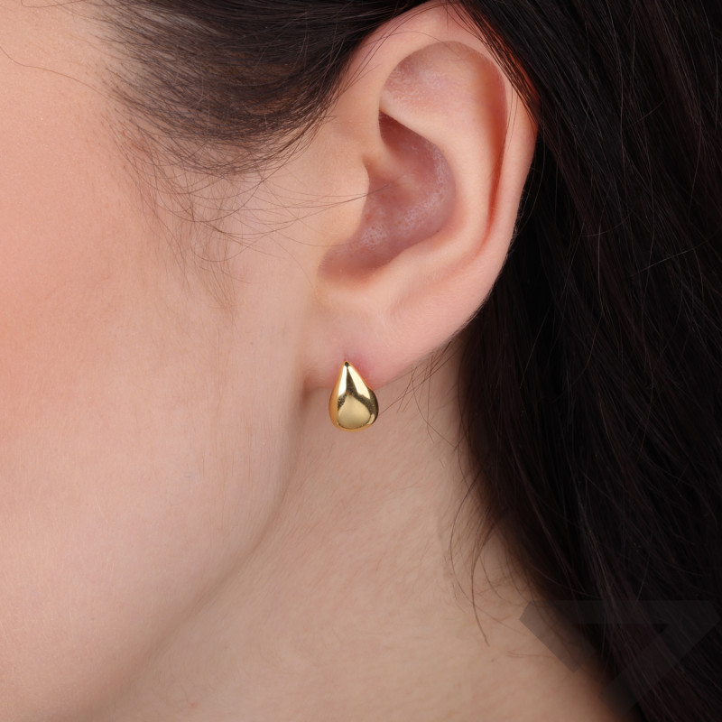 Kolczyki viral srebrne w kolorze złotym w kształcie kropli 3D próba 925