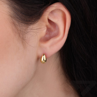 Kolczyki viral srebrne w kolorze złotym w kształcie wygiętych łezek 3D