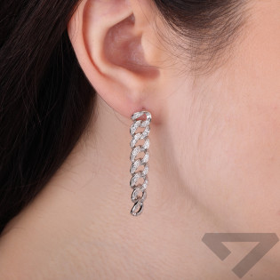 Kolczyki srebrne wiszące pancerka z cyrkoniami próba 925