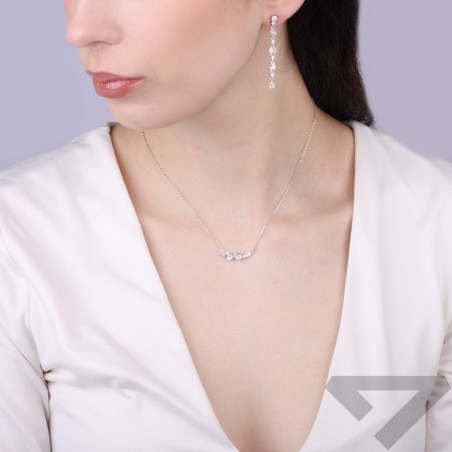 Komplet kolia i kolczyki z cyrkoniami o różnym szlifie, srebro 925